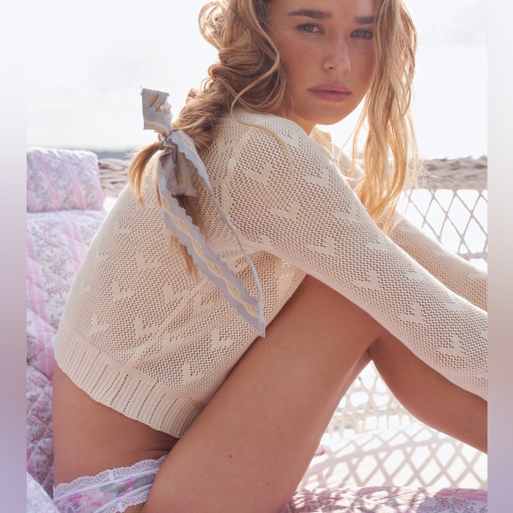 LoveShackFancy ♡ Heart Crop Cardigan - Picture 6 of 12
